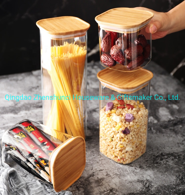 Hand Blown BPA Free Borosilicate Glass Square Storage Jar