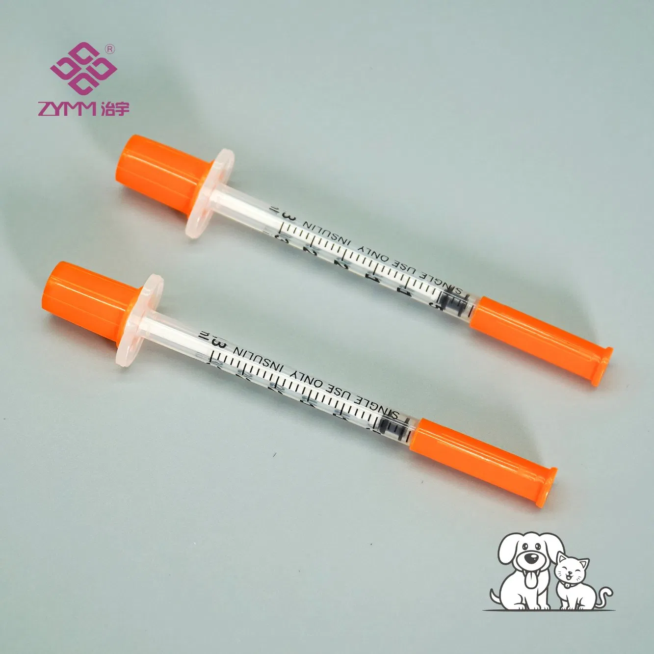 Non Toxic U40 Pet Insulin Syringe for Safe Long Term Use Veterinary Insulin Syringe