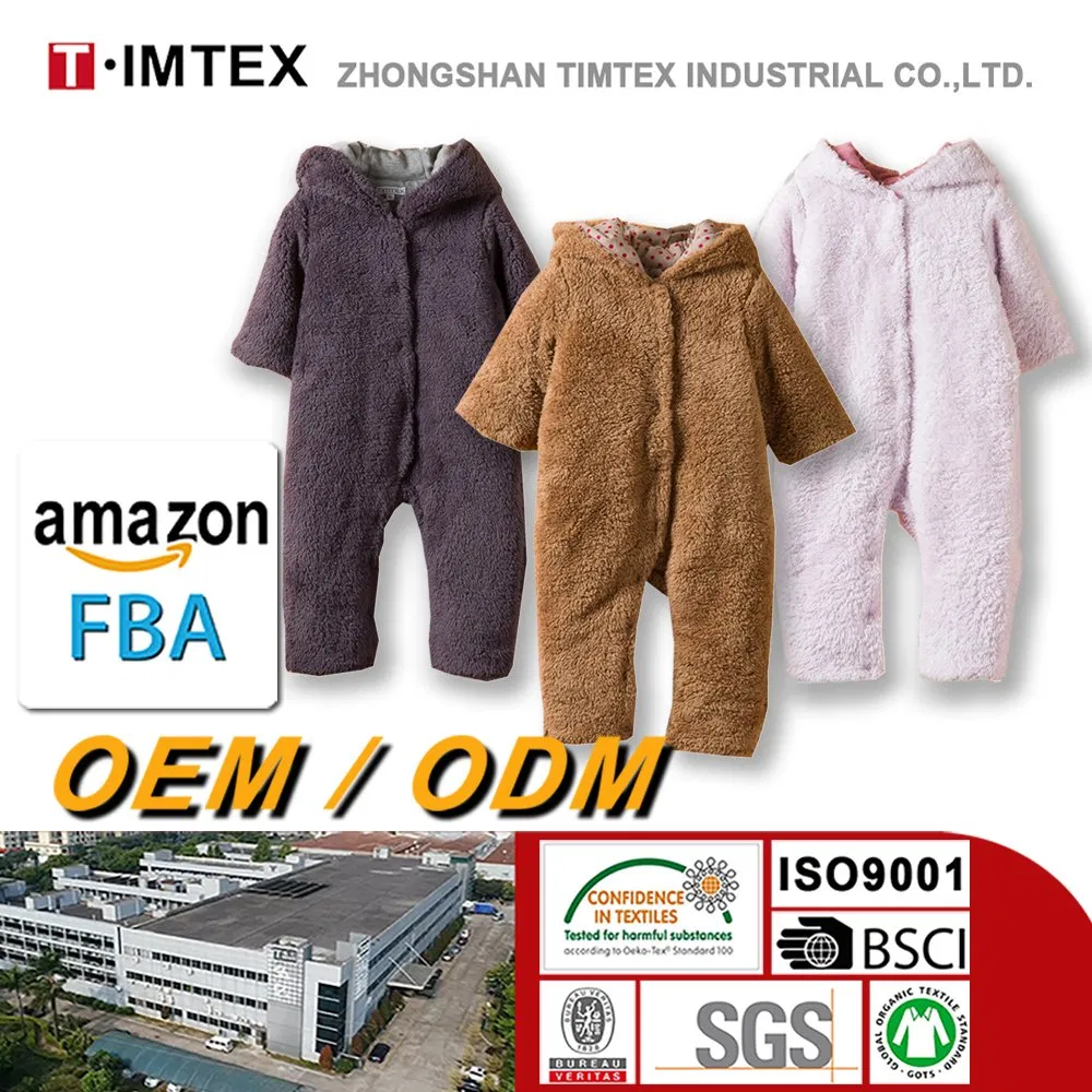 Timtex Hot Sale High Quality Organic Cotton Arctic Fleece Baby Winter Warm Rompers Wholesale Baby Rompers