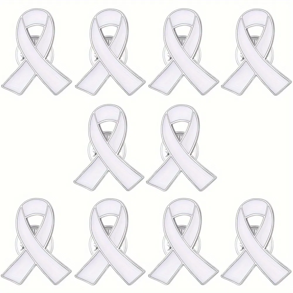 High Quliaty Custom White Ribbon Pins Lung Cancer Bone Cancer Awareness Pins Badge