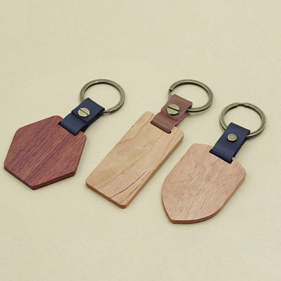 Key Holder Keyes Sublimated Plain Key Chains Porte Cle En Bois Heart Wooden Keyring Engraving Wood Charm Keychain
