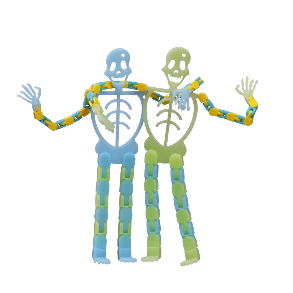 New Arrive High Quality Hot Sales Interactive Kids Halloween Decorations Luminous Skeleton Man Track Chain Decompression Toys